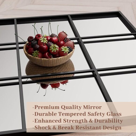 Bimno 30 x 40 Inch Farmhouse Window Pane Mirror - Picture 4 of 7